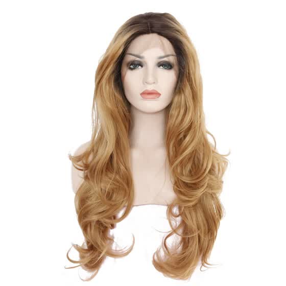 Shop Anogol Light Brown Ombre Dark Roots Glueless Long Loose