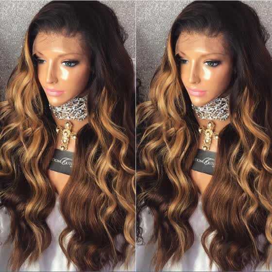 Shop 150 Density Ombre Color Brown Body Wave Gluless Full Lace