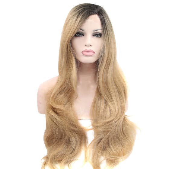 Shop Anogol Natural Long Loose Wave Blonde Ombre Dark Roots