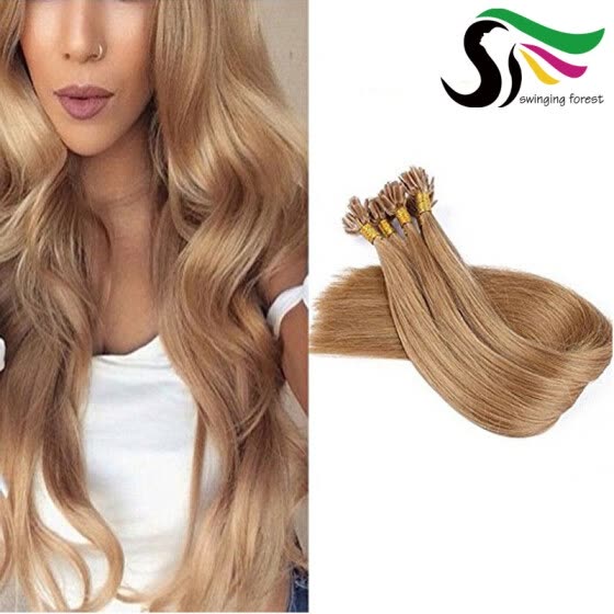Shop Sf 100strands U Tip Keratin Caramel Blonde Hair Extensions