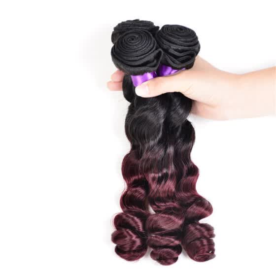 Shop Peruvian Human Hair Two Tone Loose Wave 5 Bundles Ombre Red