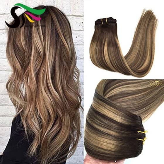Shop Sf 120g Lot Remy Clip In Hair Extensions Blonde Ombre Brown