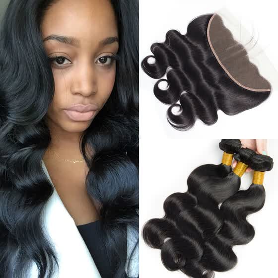 Shop Malaysia Virgin Hair With 13 X4 Closure 3 Bundles With Lace