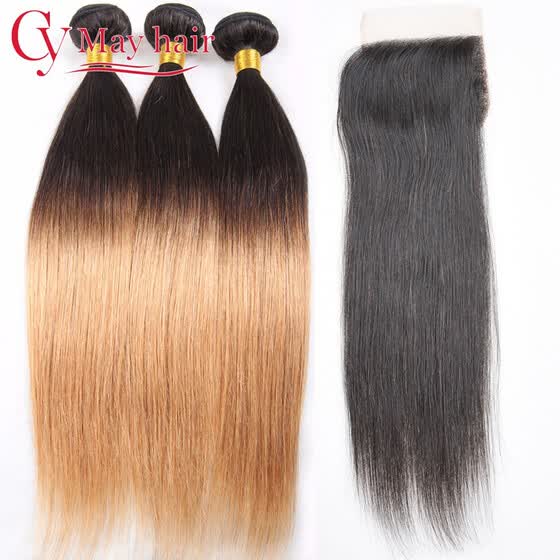 Shop 8a Peruvian Virgin Hair Straight 3 Bundles With Closure Ombre