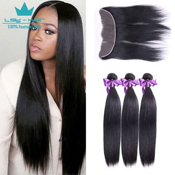 Shop Peruvian Straight Hair With Closure Lace Frontal Closure With