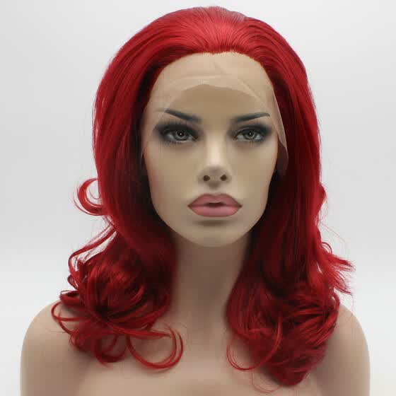 Shop Iwona Hair Wavy Shoulder Length Red Wig Half Hand Tied Heat