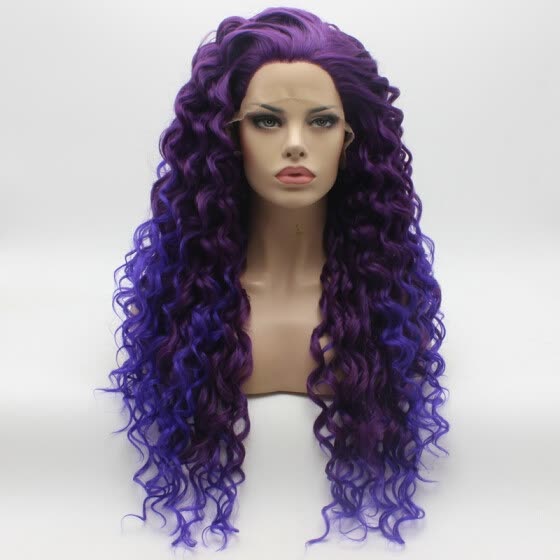 Shop Iwona Hair Curly Long Purple Root Light Purple Ombre Wig Half Hand Tied Heat Resistant Synthetic Lace Front Wig Online From Best Lace Front Wigs On Jd Com Global Site