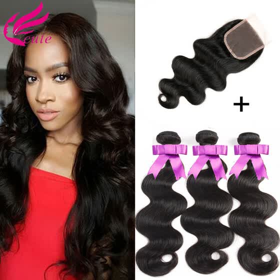 Shop 3bundles Brazilian Body Wave Virgin Hair With Lace Closure 8a