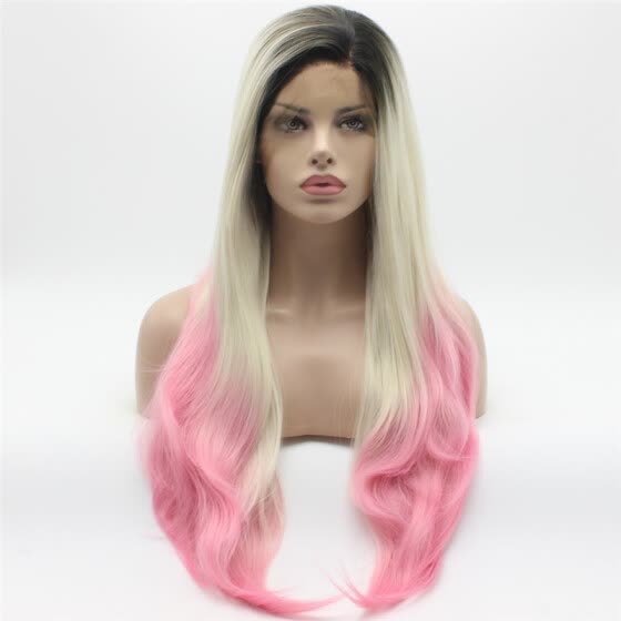 Shop Iwona Hair Straight Super Long Dark Root Light Blonde Pink