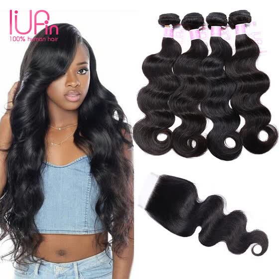 Shop Brazilian Hair With Closure 4 Bundles Human Hair Extension