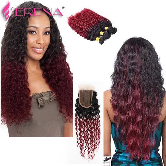 Shop Two Tone Ombre 1b 99j Virgin Indian Hair Deep Wave Human Hair