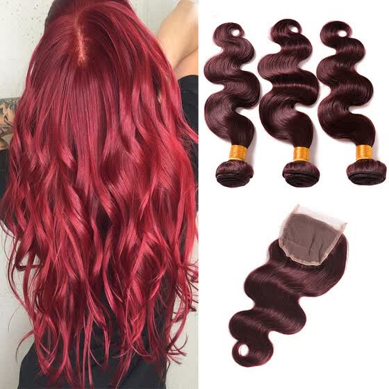 Shop Body Wave Burgundy Virgin Hair Indian Human Virgin Hair