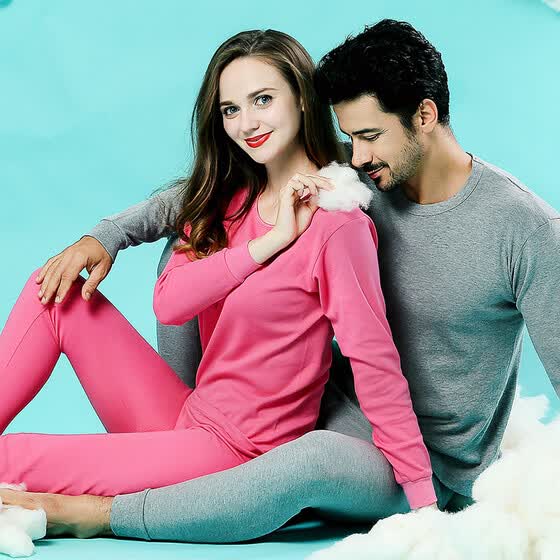 Langsha Mens Thin Couple Large Size Cotton Sweater Thermal Underwear Set Solid Color Langsha Mens Thin Couple Large Size Cotton Sweater Thermal Underwear Set Solid Color