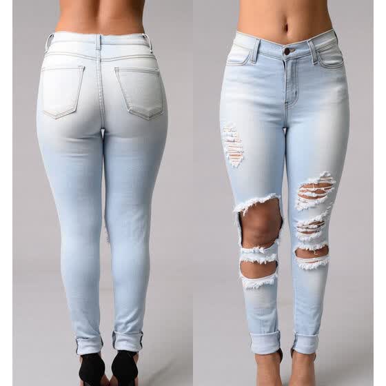 women's destroyed boyfriend jeans