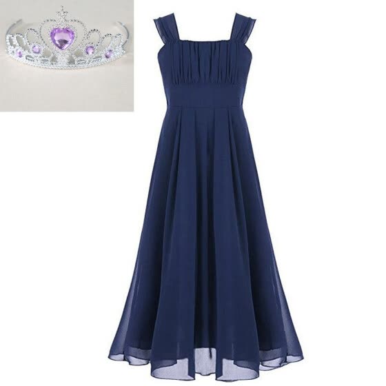 blue shoulderless dress