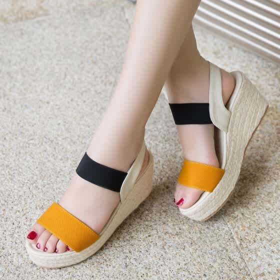 Shop Women Wedges Platform Sandals Ankle Strap Open Toe