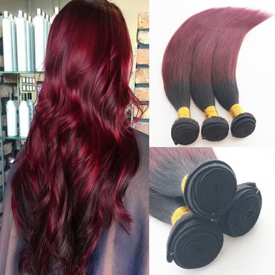 Shop 10 30 Straight Hair Ombre Color 1b Fading To 99j Brazilian