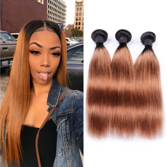 Shop Ombre Human Hair Weave Bundles Silky Straight Two 