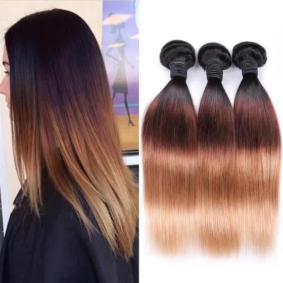 Shop Three Tone Brazilian Virgin Hair Straight 4bundles Ombre