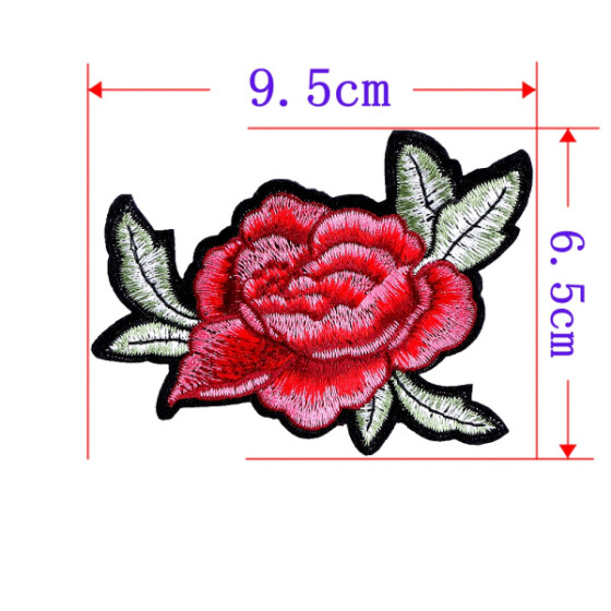 6pc Flower Rose Embroidered Patches Iron On Appliqué