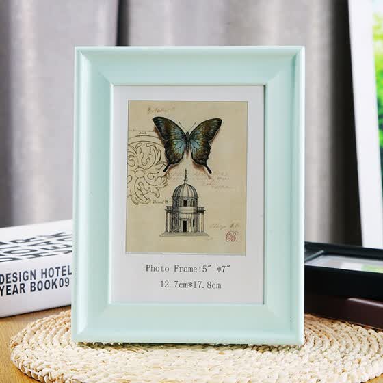 Foojo Solid Wood Painted Photo Frame Set Up 7 Inch Blue