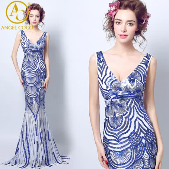 Shop Luxury Mermaid Evening Dress Real Sample Fashion Show