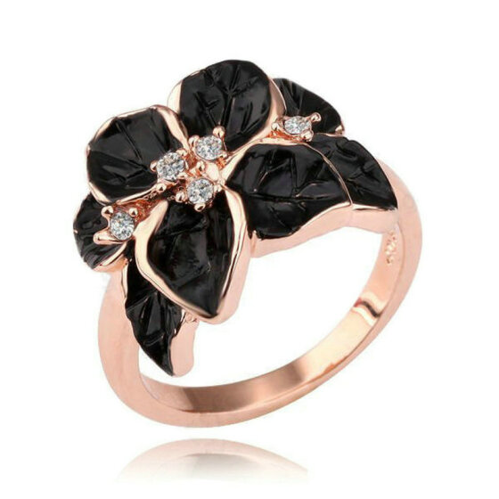 Turkish Handmade Jewelry 18K Black Gold Multi-Color Gemstone Ring Wedding Sz6-10