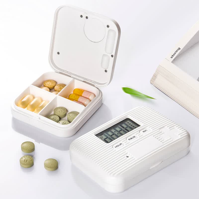  Timing Daily Reminder Mini 6 Slots Portable Medical Pill Case with Intelligent Alarm.
