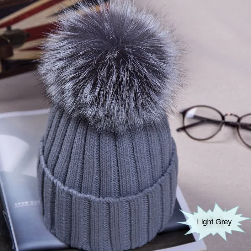 grey bobble hat womens