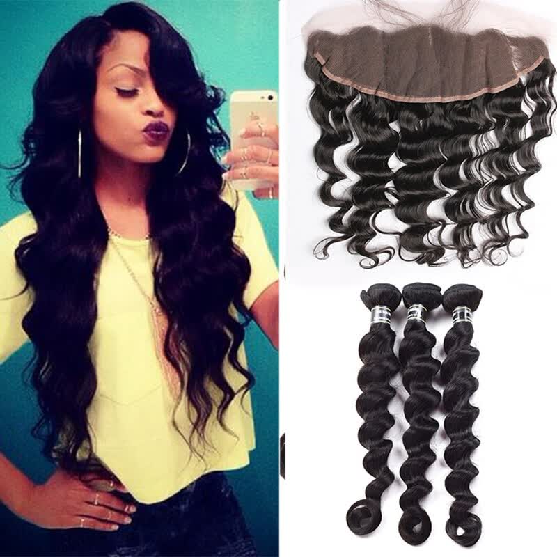 Shop Amazing Star Brazilian Virgin Hair Loose Wave With Frontal