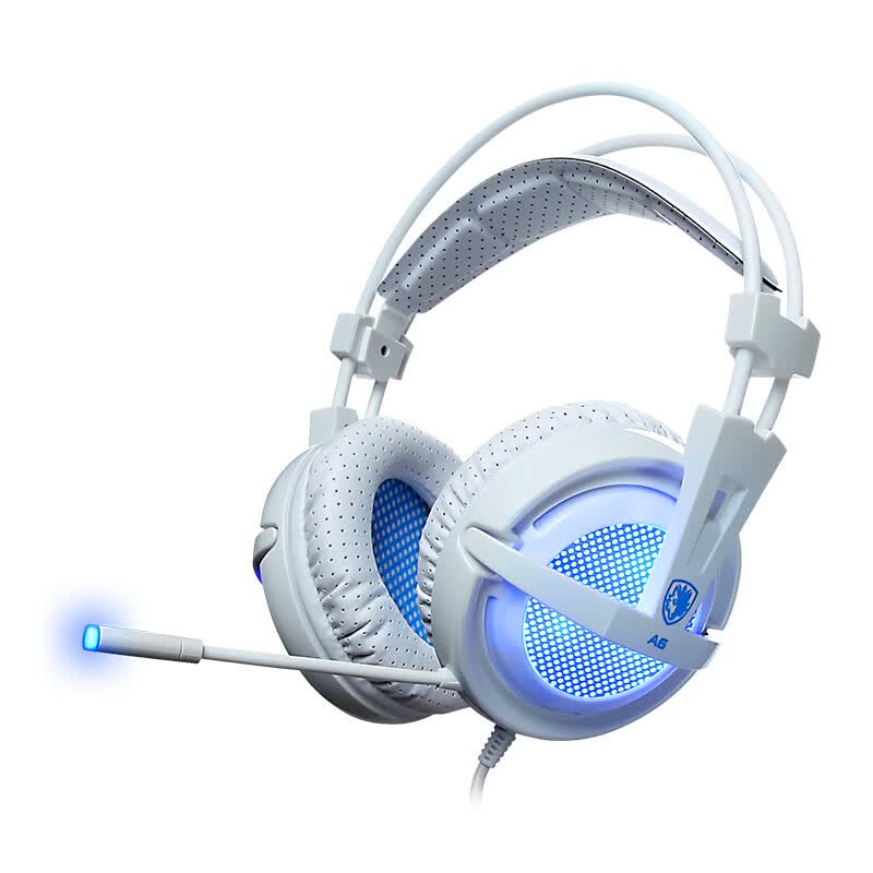 blue and white gaming headset