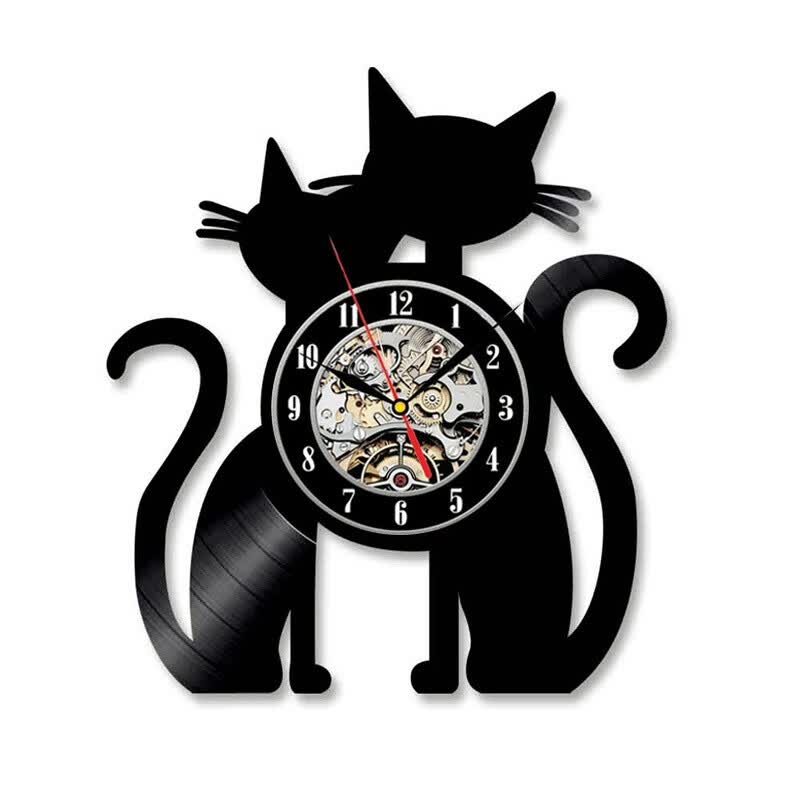 Classical Modern Style Quartz Vinyl Record Wall Clock Loving Cat Classical Modern Style Quartz Vinyl Record Wall Clock Loving Cat Couple Design Art Home Decor