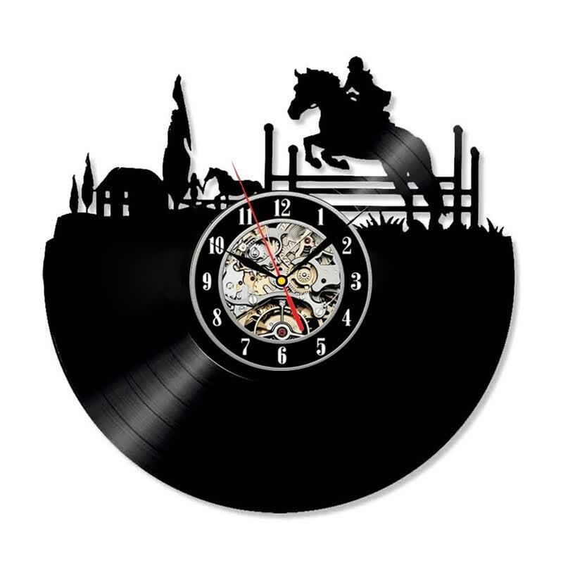 Equestrian Design Rider Theme Wall Art Vinyl Record Clock Equestrian Design Rider Theme Wall Art Vinyl Record Clock Bedroom Decorating Ideas
