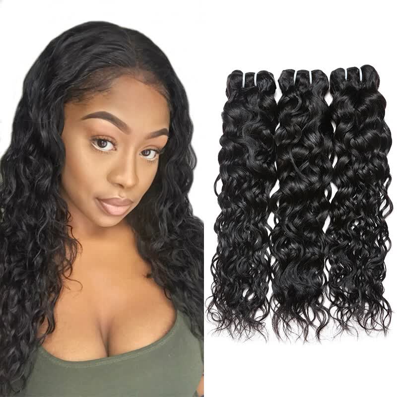 Shop Brazilian Virgin Hair Water Wave 3 Bundles Wet And Wavy