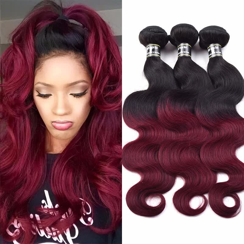 Shop Amazing Star Brazilian Body Wave 1b Burgundy Ombre Hair