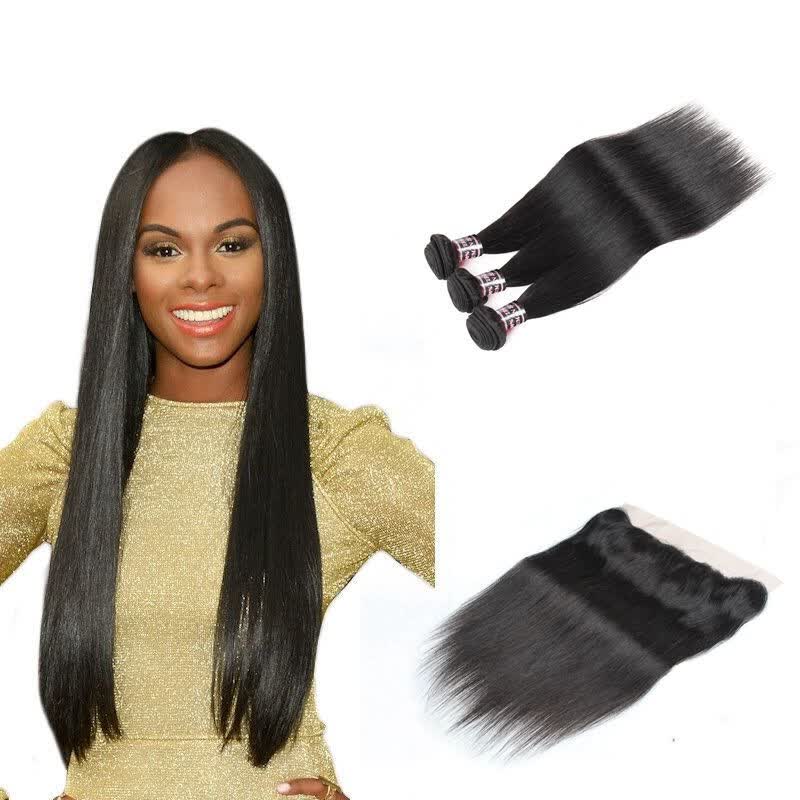 Shop Ishow 7a Straight Human Hair Lace Frontal Closure With 3
