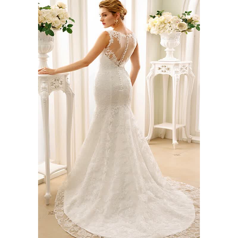Mermaid Trumpet Plunging Neck Court Train Lace Wedding Mermaid Trumpet Plunging Neck Court Train Lace Wedding Dresses With Liques Ons By Circelee