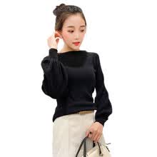 -Su&eacute;ter delgado con manga de linterna para mujer Nuevo cuello de palabra Color s&oacute;lido Casual Moda Su&eacute;ter largo y delgado on JD