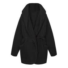 coats-jackets-Mujeres Oto&ntilde;o Invierno Moda Casual Conciso Color s&oacute;lido Capa con capucha Felpa Gruesa Cordero Capa Capa Cintur&oacute;n Decoraci&oacute;n on JD