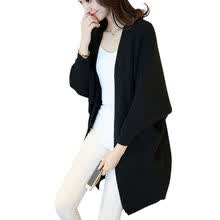 coats-jackets-Mujeres Casual Color s&oacute;lido Bolsillo Cuello redondo Cosecha Manga de murci&eacute;lago C&aacute;rdigan suelto Abrigo de punto largo c&aacute;lido on JD