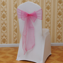 4PCS Flower Bow Chair Back Cover Net Sash Back Ties Elegant Party Decor Multi-Color Blue 