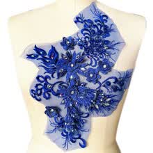 patches-Handmade 3D Clear Sequin Sew On Pearl Rhinestones Lace Trim Sewing for Bridal Wedding Applique Designer Patch on JD