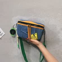 -Ri&ntilde;onera femenina 2019 nueva versi&oacute;n coreana de la personalidad calle bolsa de mezclilla moda puerto viento Harajuku deportes chica bolso de pecho on JD