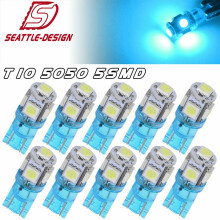10X Ice Blue T10 5050 5SMD LED Interior Dome Map Lights Instrument Dash Bulbs