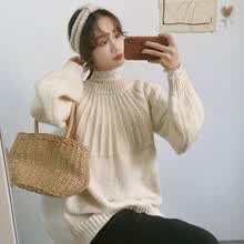 -Su&eacute;ter coreano dulce con cordones y manga larga con linterna y corbata de lazo para mujer Jersey de punto suelto de color s&oacute;lido on JD