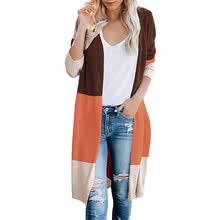 coats-jackets-Moda Mujer Moda Casual Todo f&oacute;sforo Conciso Costura tricolor Rayas Manga larga Su&eacute;ter Abrigo C&aacute;rdigan on JD