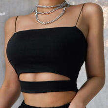 Damen Bralette Strap Caged Back Cut Out BH Strappy Padded Bra Vest Crop Top