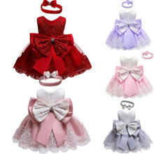 Baby Girls Christmas Red Ivory Christening Party Wedding Bridesmaid Dress 0-24m