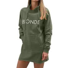 -Ropa casual para mujer Moda Casual Sudadera con capucha All-match Cartas Imprimir Bolsillo Decoraci&oacute;n Vestido con capucha on JD