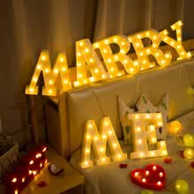-26 letras blanco c&aacute;lido LED noche luz marquesina signo alfabeto l&aacute;mpara para cumplea&ntilde;os boda fiesta dormitorio pared colgante decoraci&oacute;n on JD